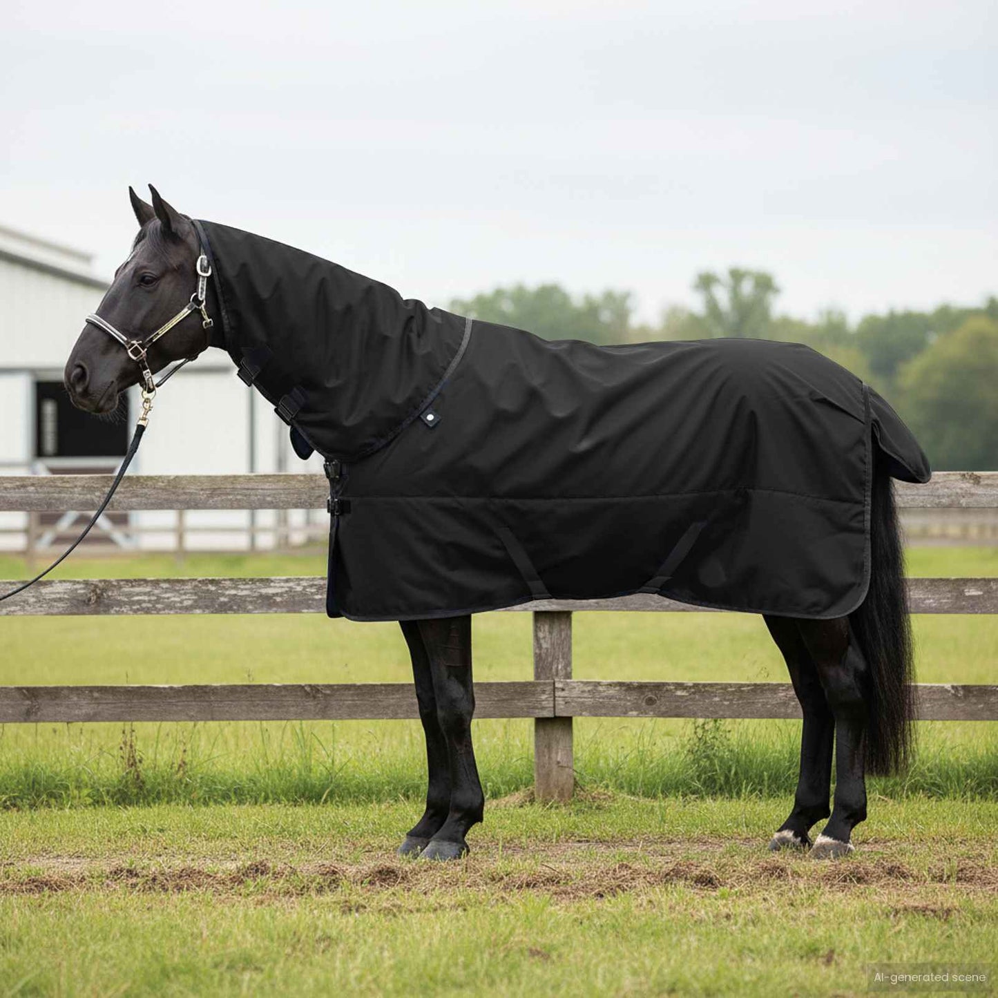 Paardendeken Donkergroen en Zwart 165 cm Polyester