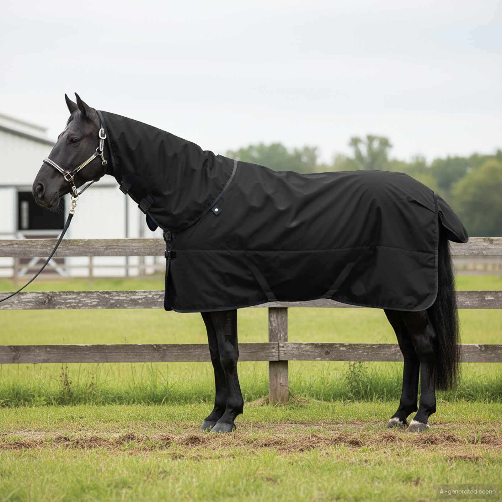 Paardendeken Donkergroen en Zwart 165 cm Polyester