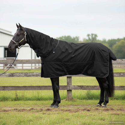 Paardendeken Donkergroen en Zwart 165 cm Polyester