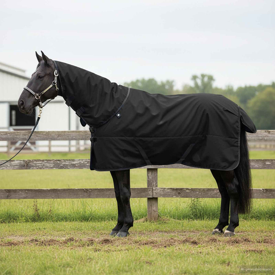 Paardendeken Donkergroen en Zwart 165 cm Polyester