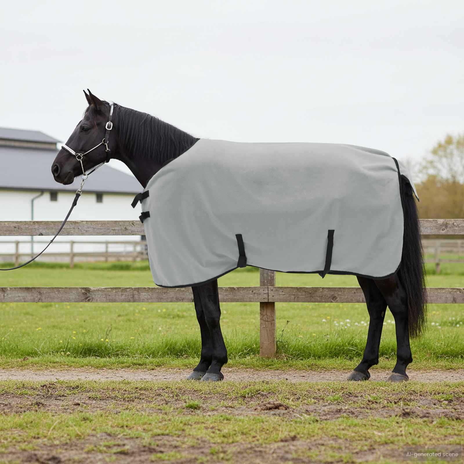Paardendeken Volledig Lichtgrijs en Roze Polyester