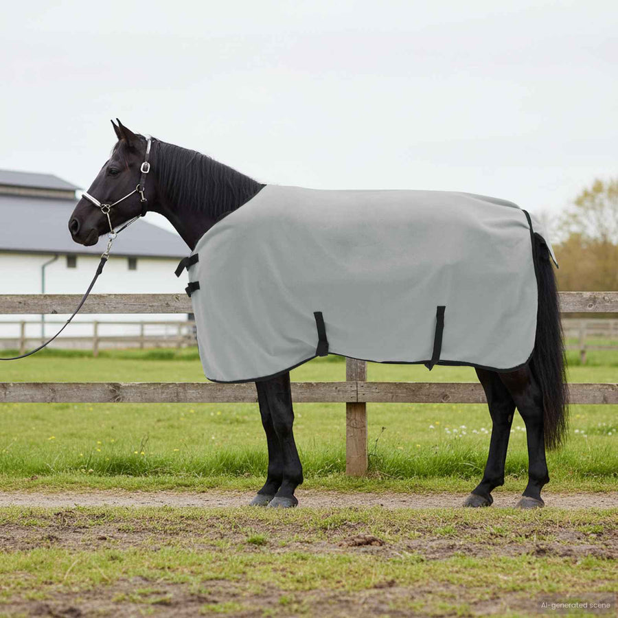 Paardendeken Volledig Lichtgrijs en Roze Polyester
