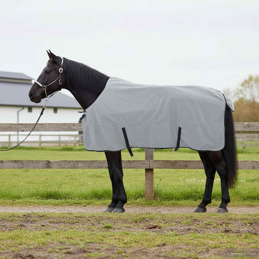 Paardendeken Volledig Lichtgrijs en Roze Polyester