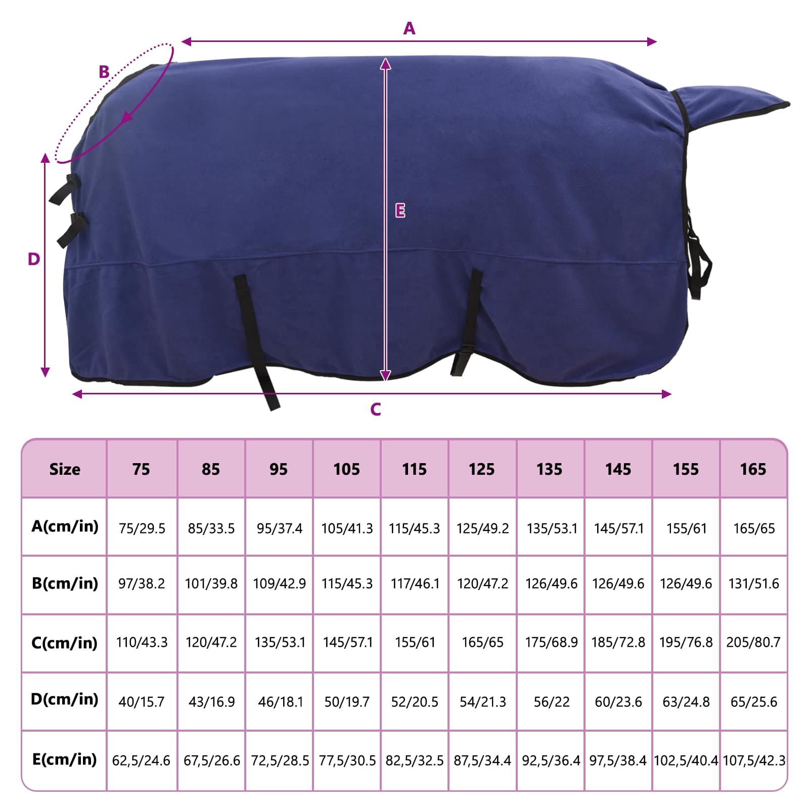 Paardendeken Marineblauw Polyester