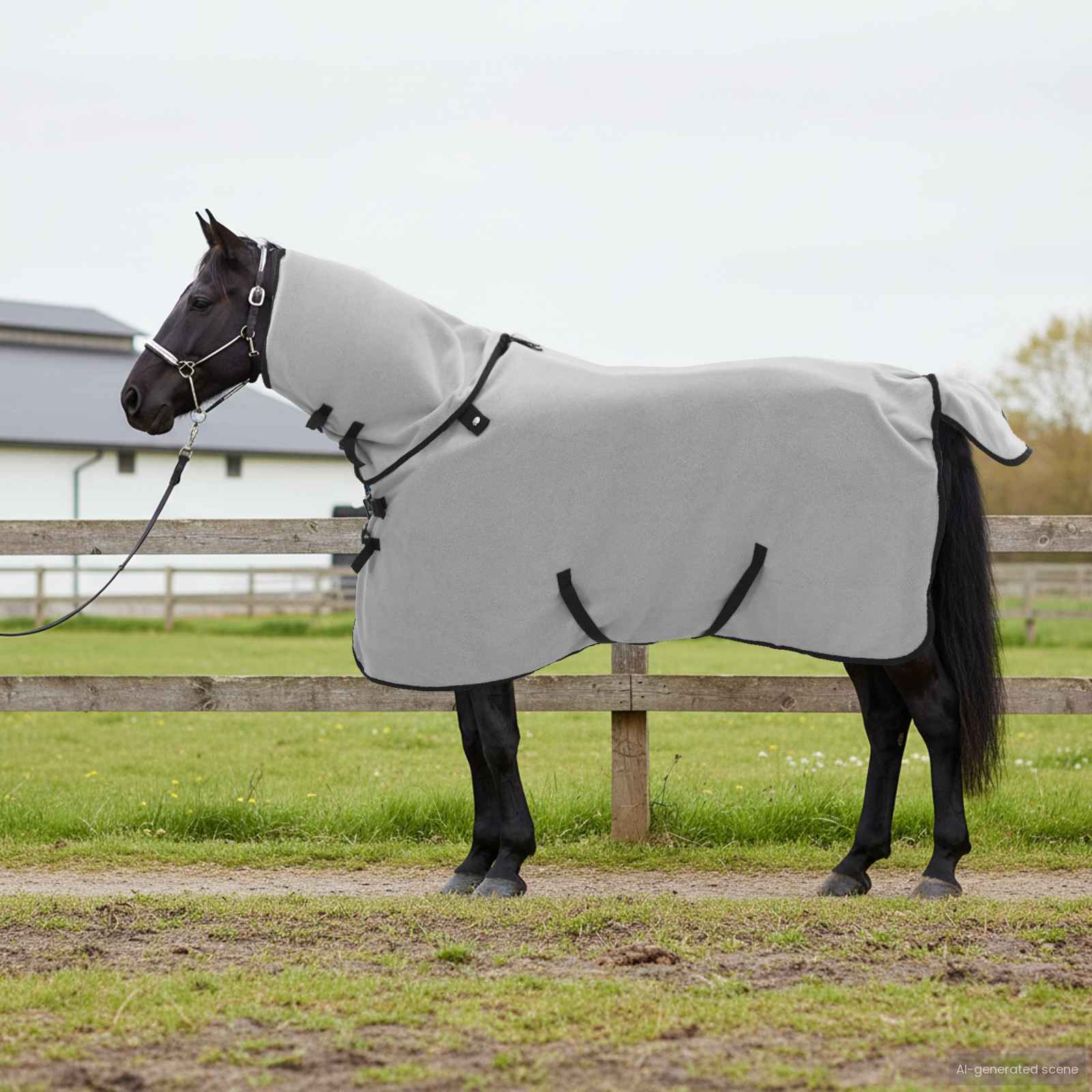 Paardendeken Volledig Lichtgrijs en Roze Polyester