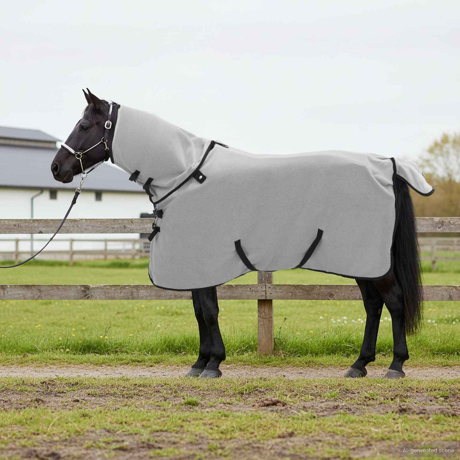 Paardendeken Volledig Lichtgrijs en Roze Polyester