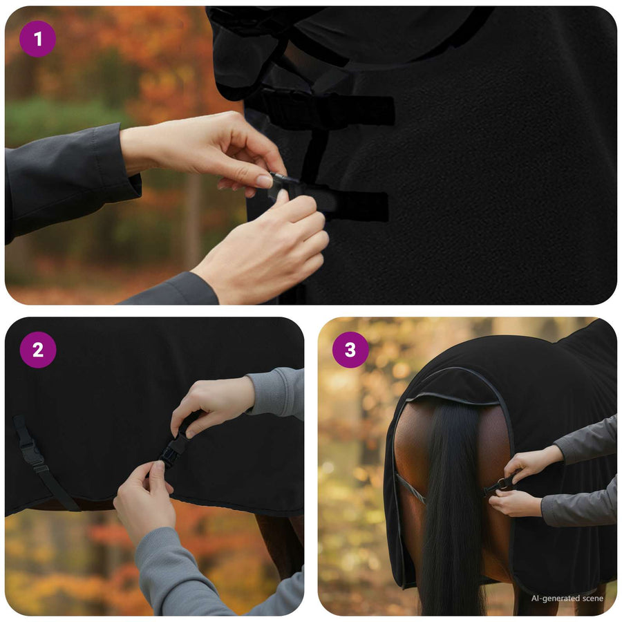 Paardendeken Zwart Polyester