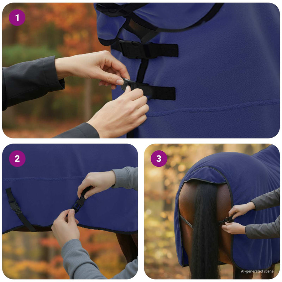 Paardendeken Marineblauw Polyester