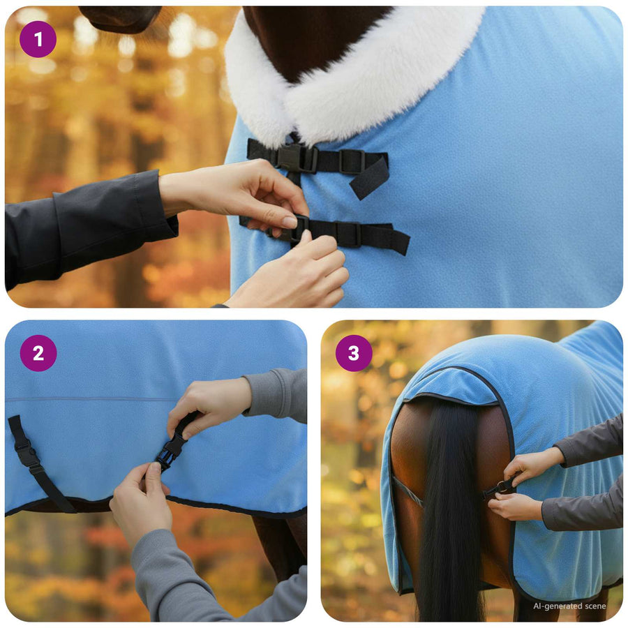 Paardendeken Volledige Aqua 165 cm Polar fleece
