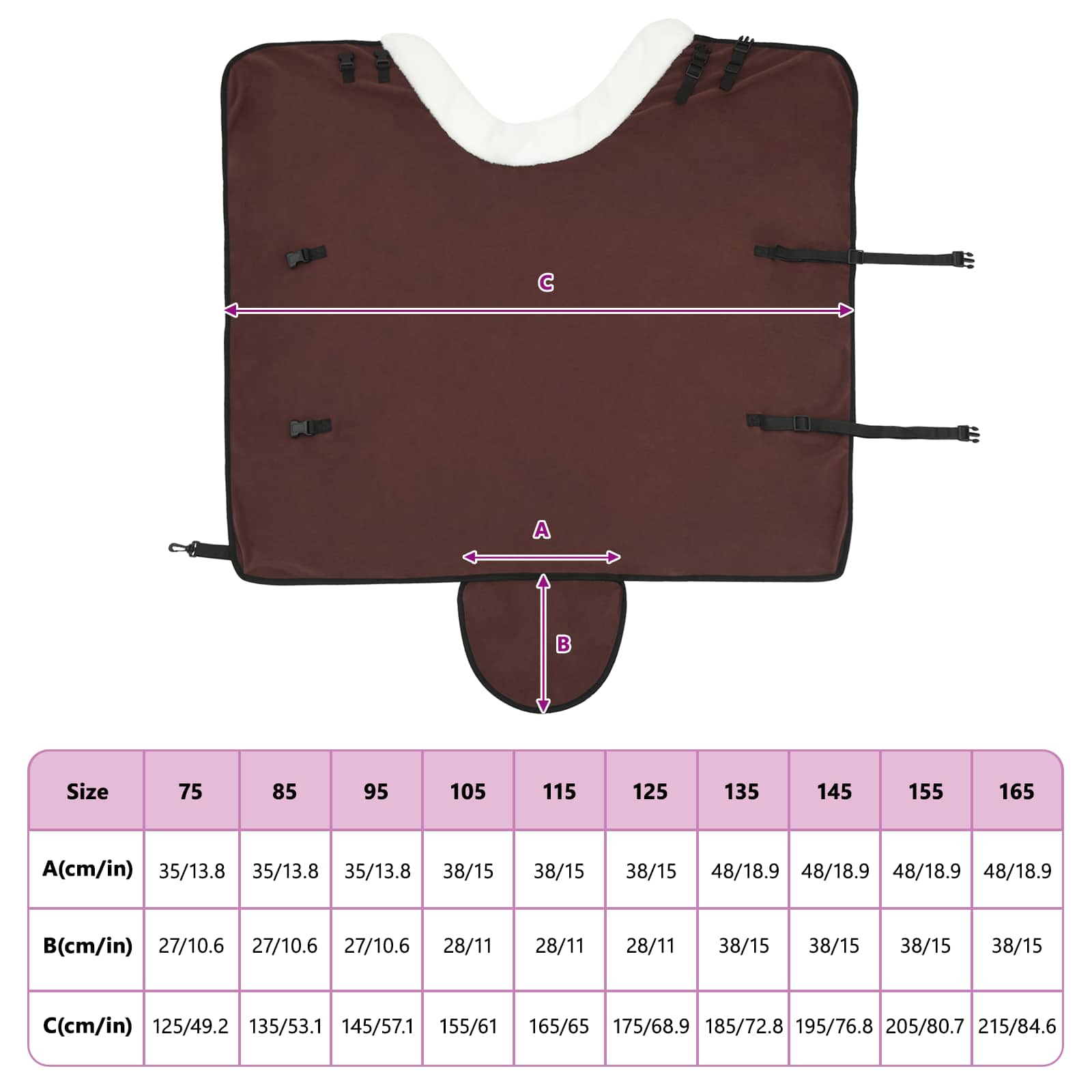 Paardendeken Volledig Donkerbruin 95 cm Polar fleece