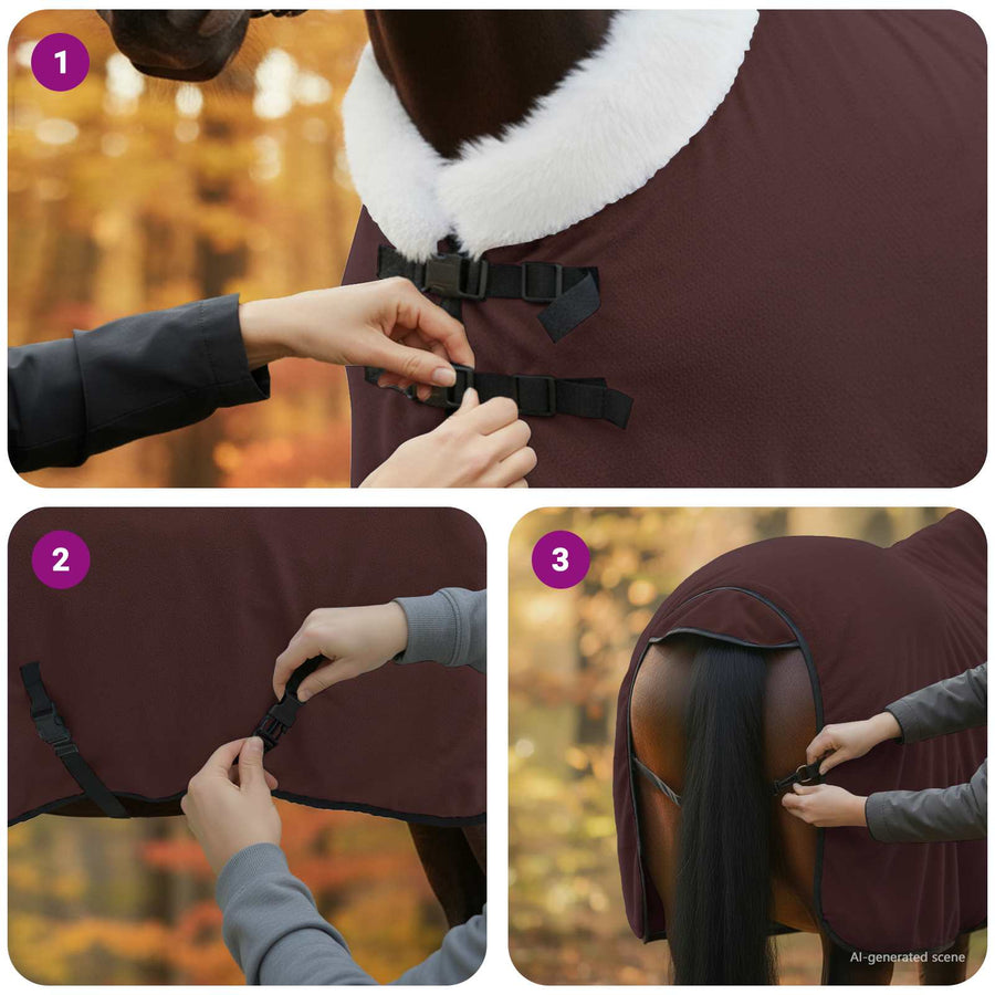 Paardendeken Volledig Donkerbruin 115 cm Polar fleece