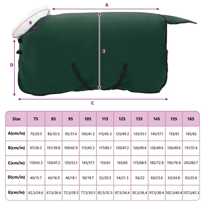 Paardendeken Volledig Donkergroen 75 cm Polar fleece