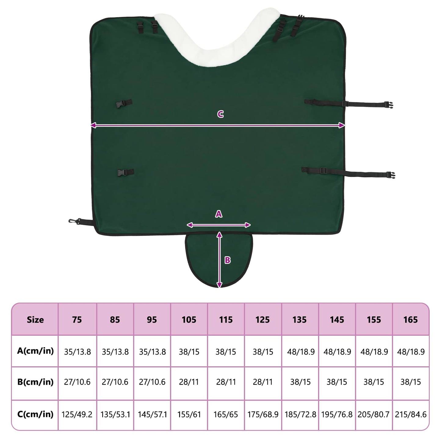 Paardendeken Volledig Donkergroen 75 cm Polar fleece