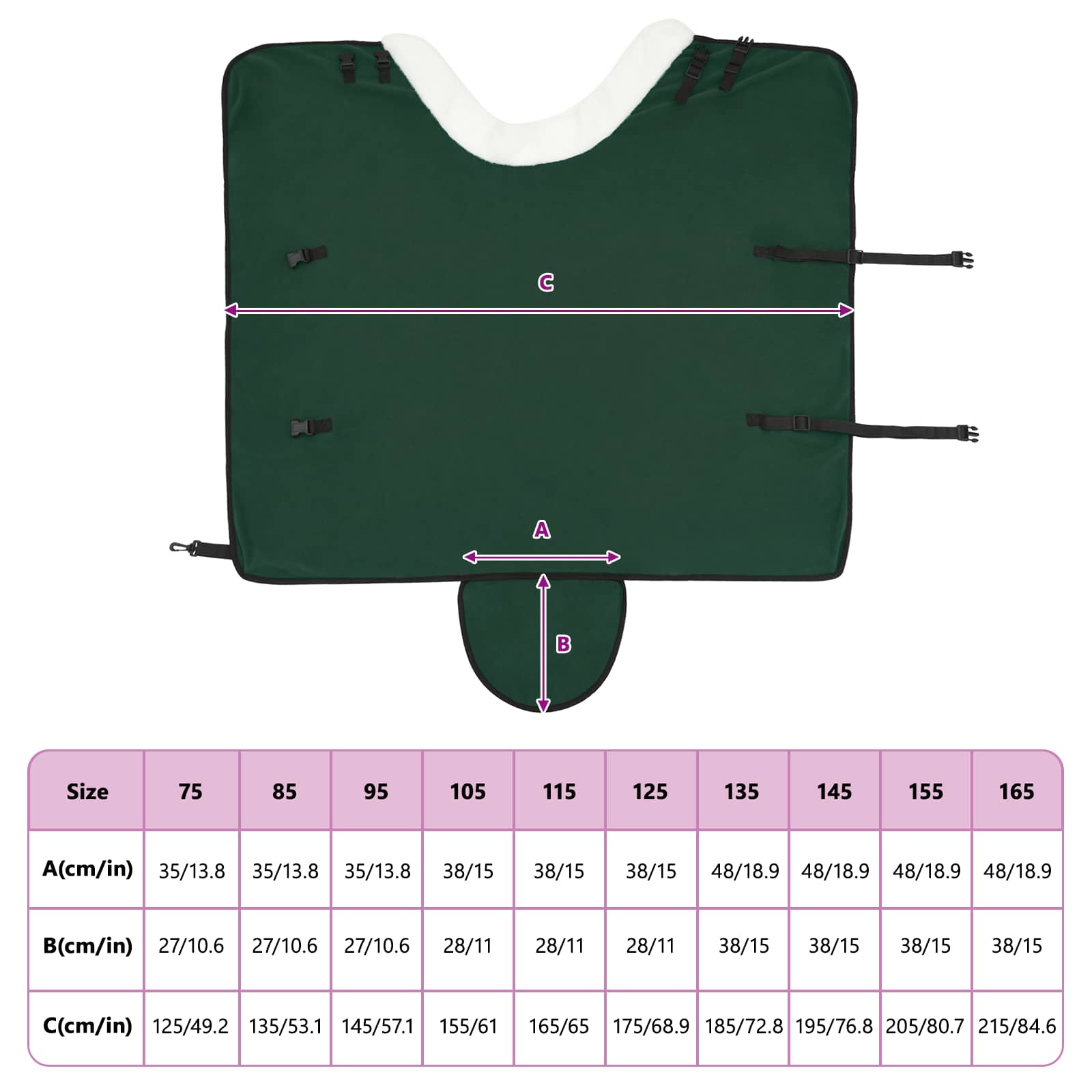 Paardendeken Volledig Donkergroen 75 cm Polar fleece