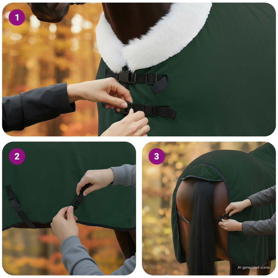 Paardendeken Volledig Donkergroen 105 cm Polar fleece