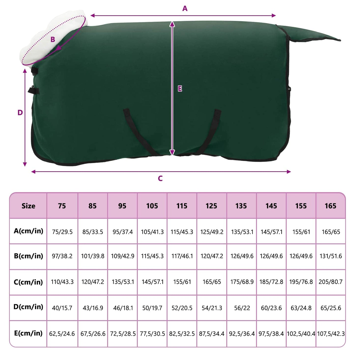 Paardendeken Volledig Donkergroen 105 cm Polar fleece