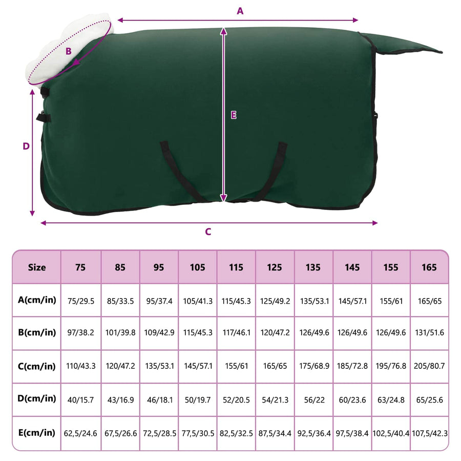 Paardendeken Volledig Donkergroen 115 cm Polar fleece
