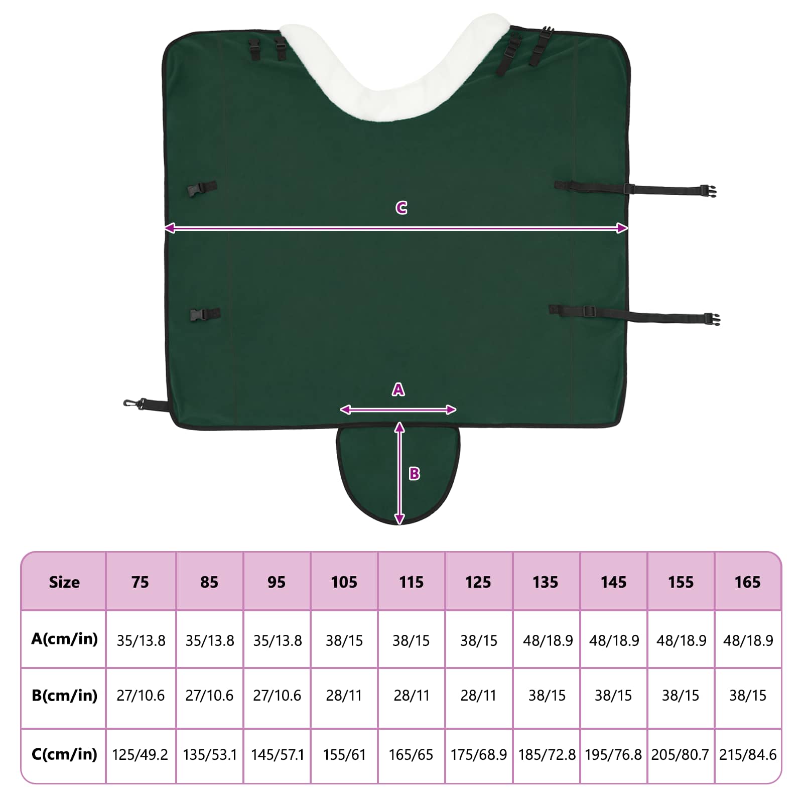 Paardendeken Volledig Donkergroen 125 cm Polar fleece