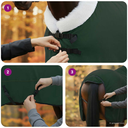 Paardendeken Volledig Donkergroen 145 cm Polar fleece