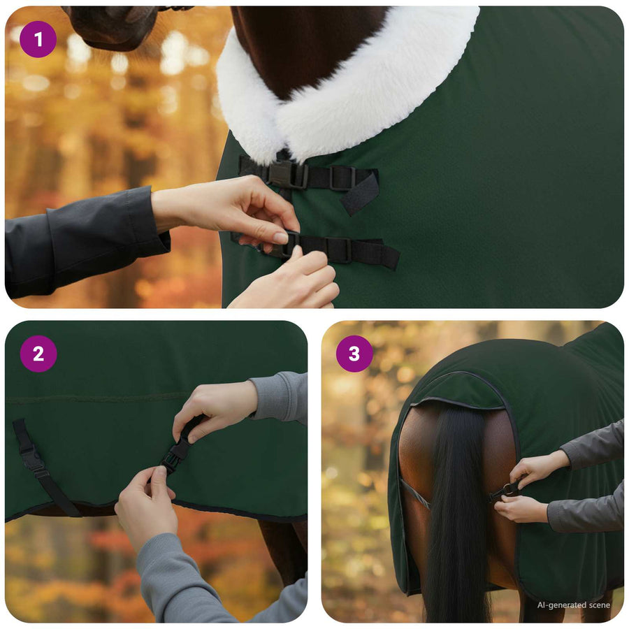 Paardendeken Volledig Donkergroen 145 cm Polar fleece