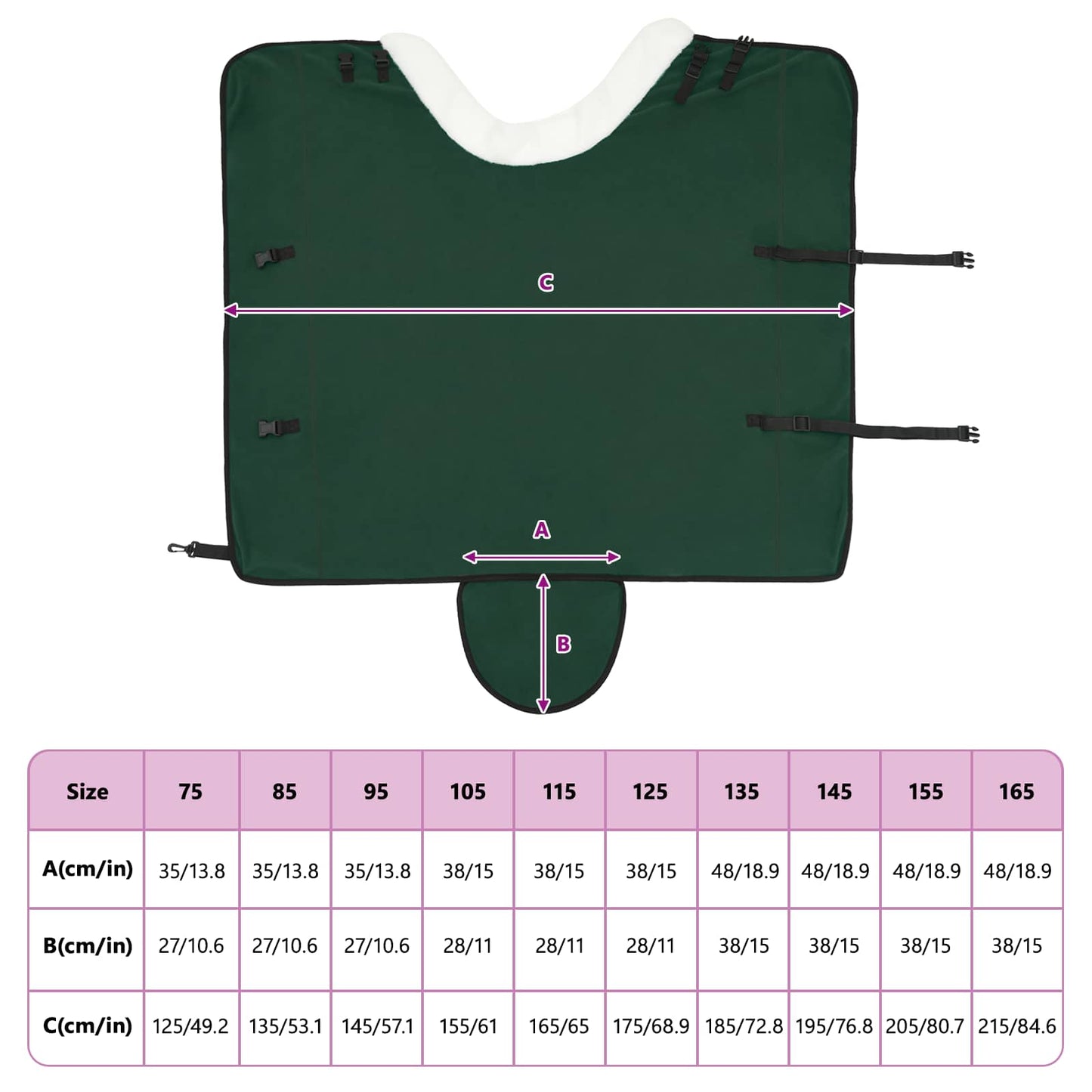 Paardendeken Volledig Donkergroen 155 cm Polar fleece