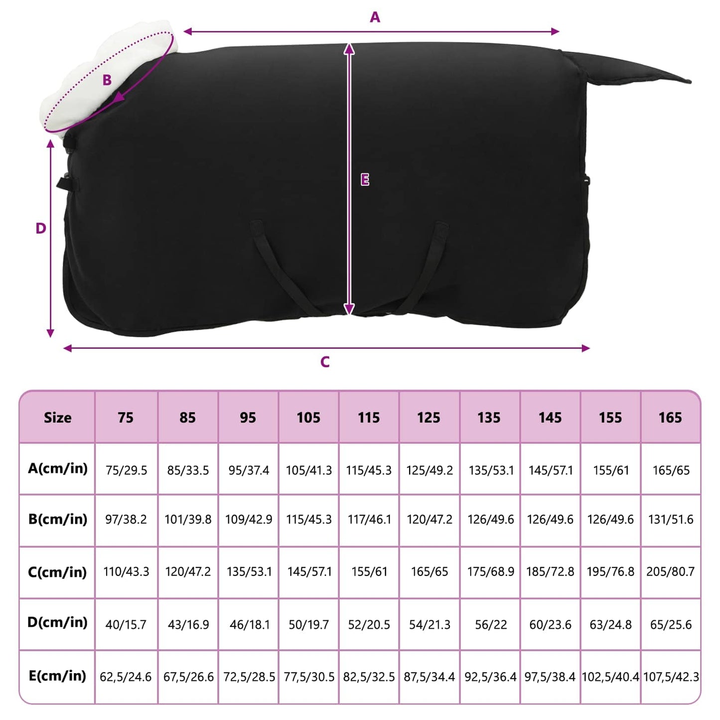 Paardendeken Zwart 75 cm Polar fleece