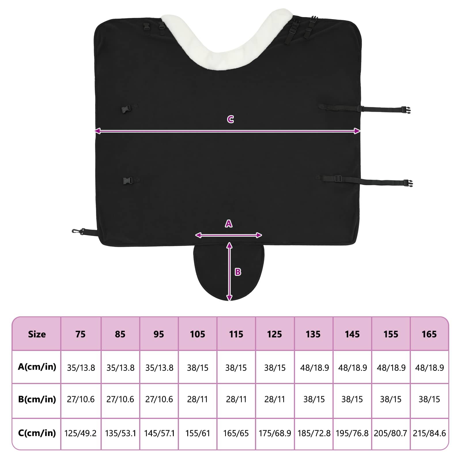 Paardendeken Zwart 115 cm Polar fleece