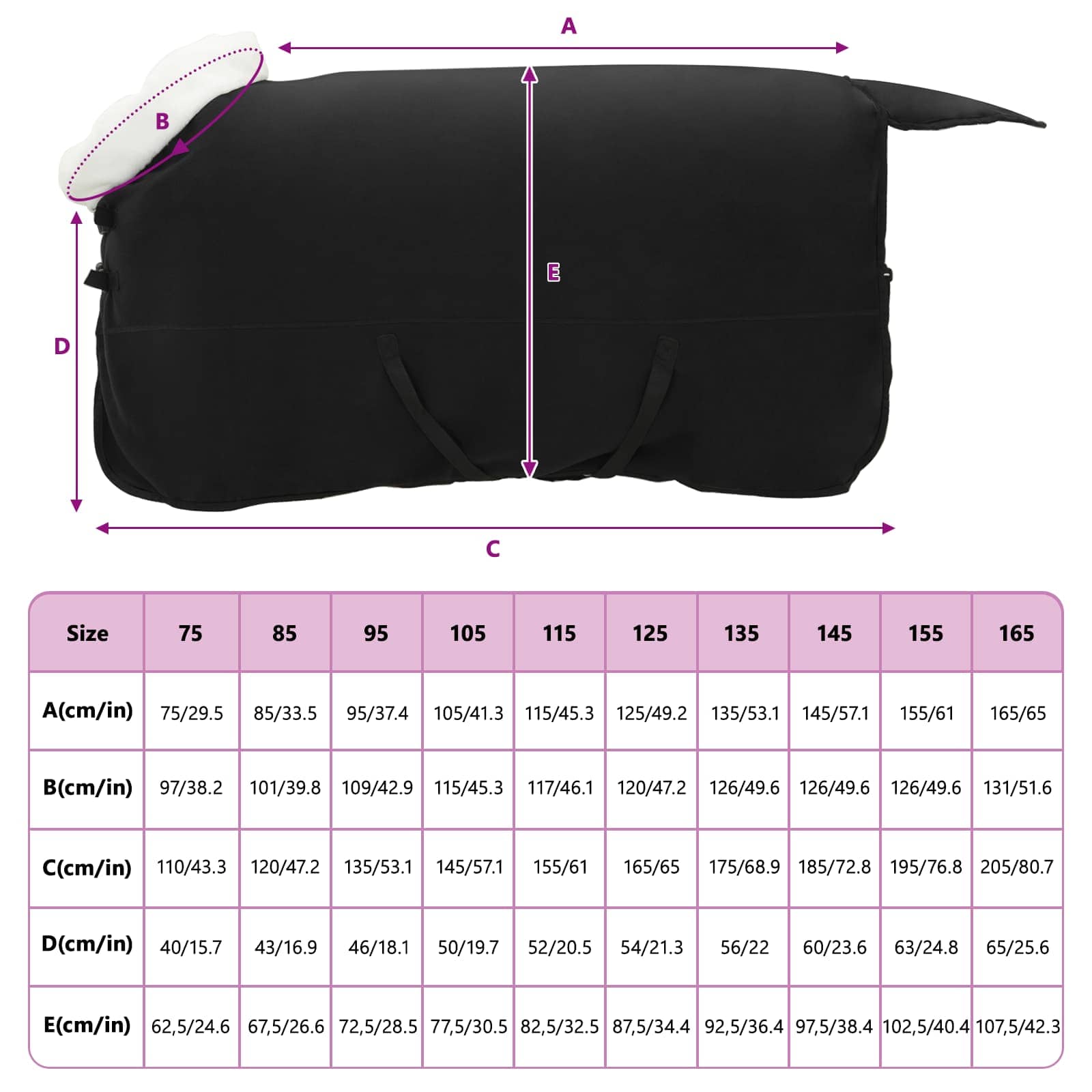 Paardendeken Zwart 155 cm Polar fleece