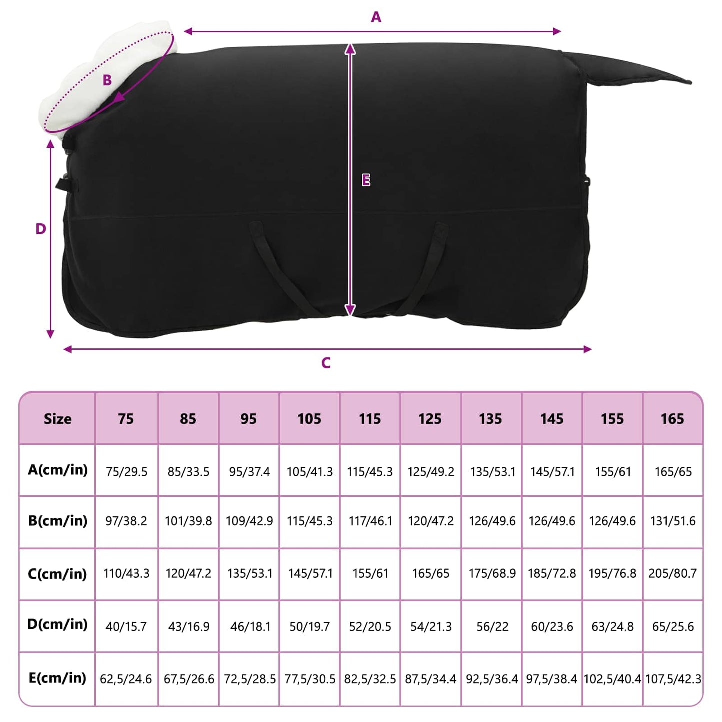 Paardendeken Zwart 165 cm Polar fleece