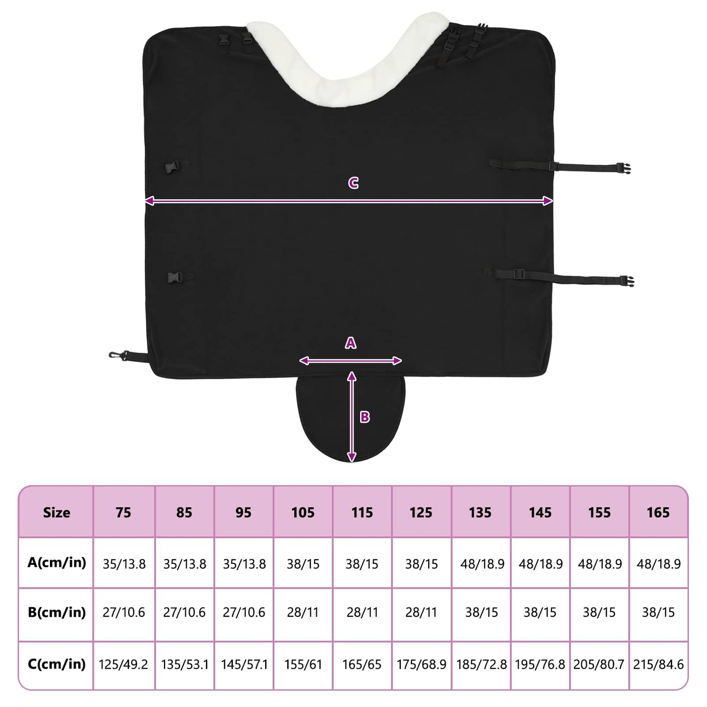 Paardendeken Zwart 165 cm Polar fleece