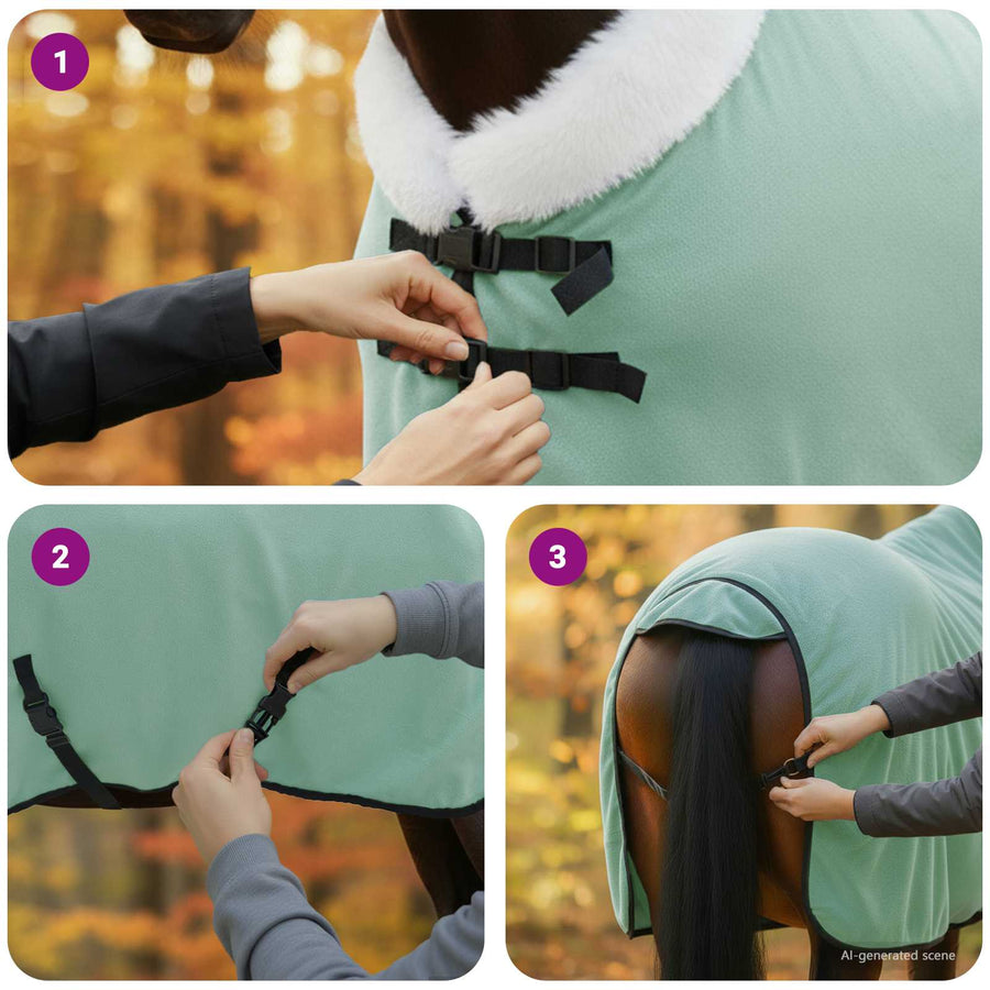 Paardendeken Volledig Donkergroen 95 cm Polar fleece