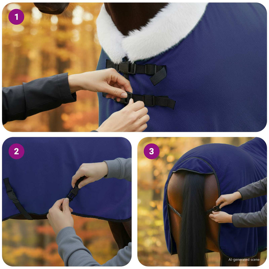 Paardendeken Marineblauw 85 cm Polar fleece