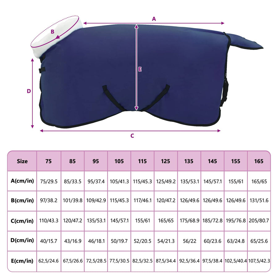Paardendeken Marineblauw 85 cm Polar fleece