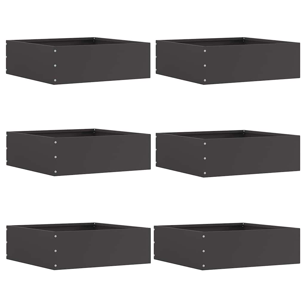 Tuinrand 6 pcs Zwart 40 x 40 x 13 cm Staal