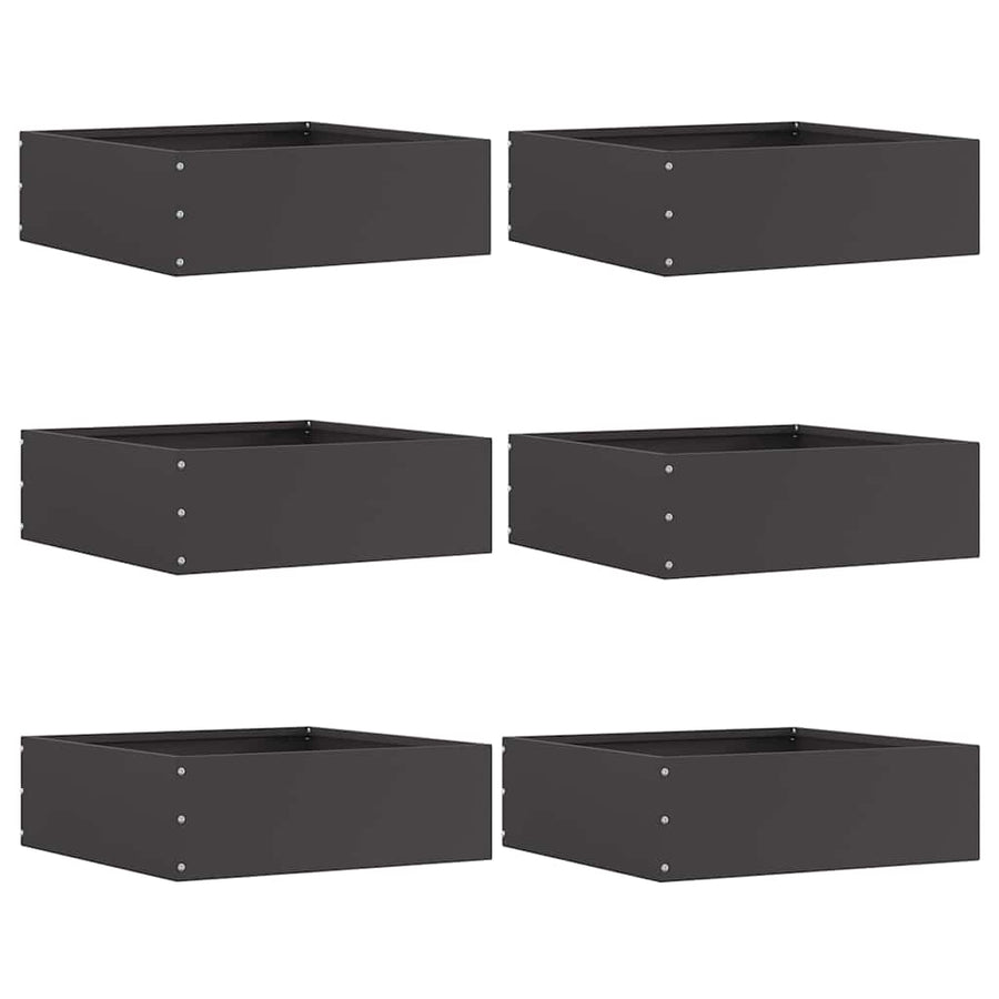 Tuinrand 6 pcs Zwart 40 x 40 x 13 cm Staal