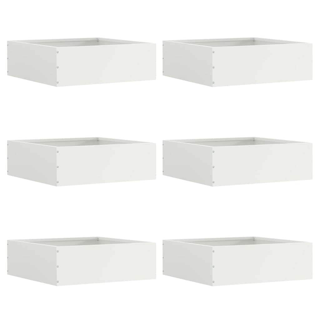 Tuinrand 6 pcs Wit 40 x 40 x 13 cm Staal