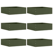 Tuinrand staal olijf groen 40x40x13 cm 6 stuks