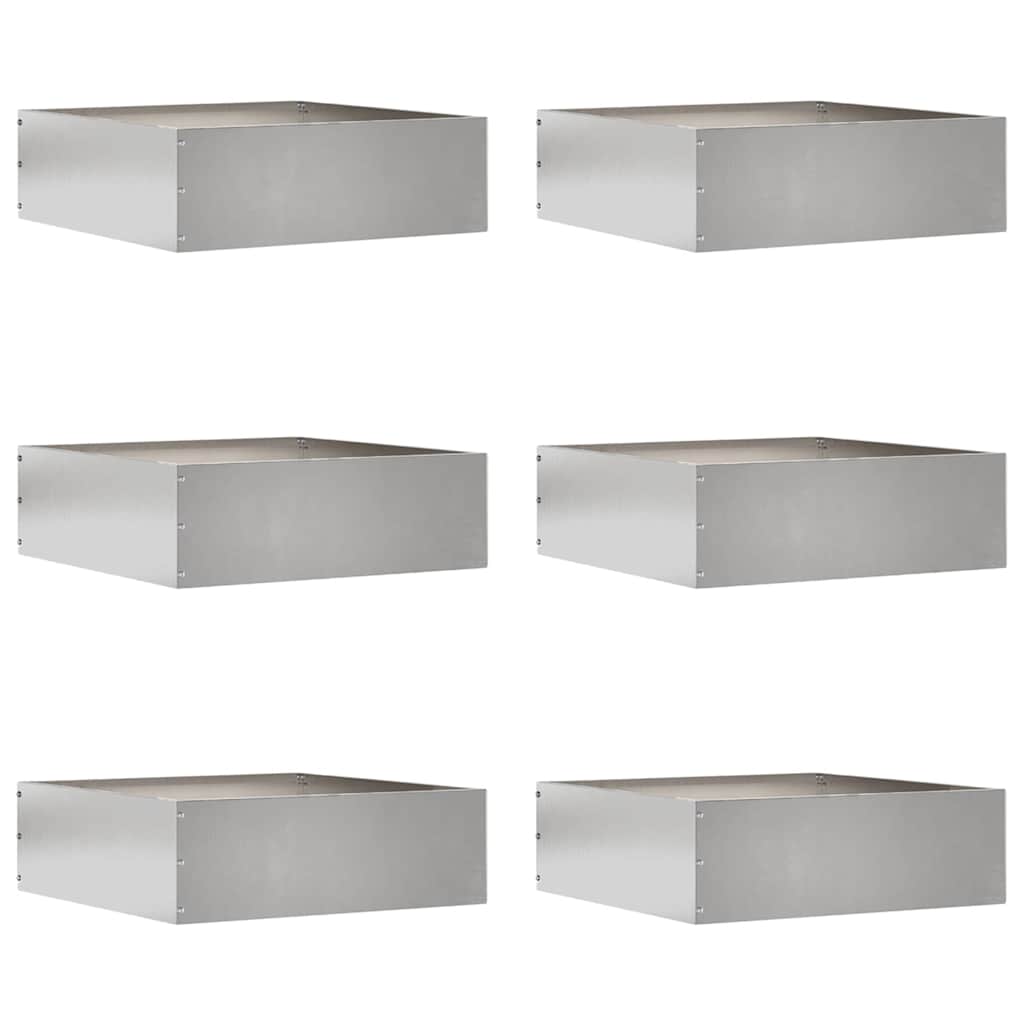 Tuinrand 6 pcs Zilver 40 x 40 x 13 cm Roestvrij staal