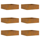 Garden edging 6 pcs Rusty 40 x 40 x 13 cm Corten steel