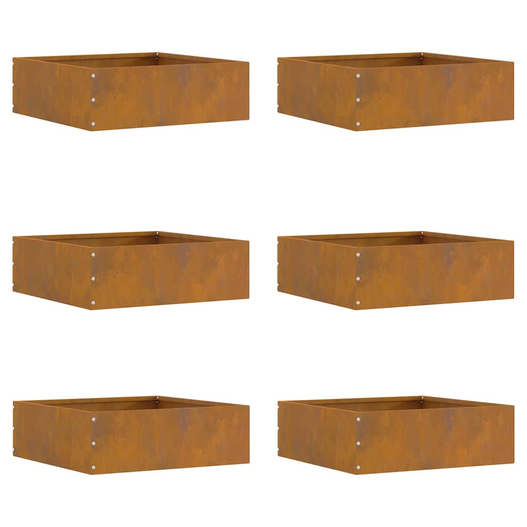 Tuinrand 6 pcs Roestig 40 x 40 x 13 cm Cortenstaal