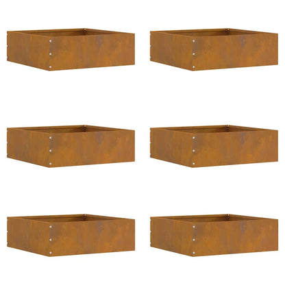 Tuinrand 6 pcs Roestig 40 x 40 x 13 cm Cortenstaal