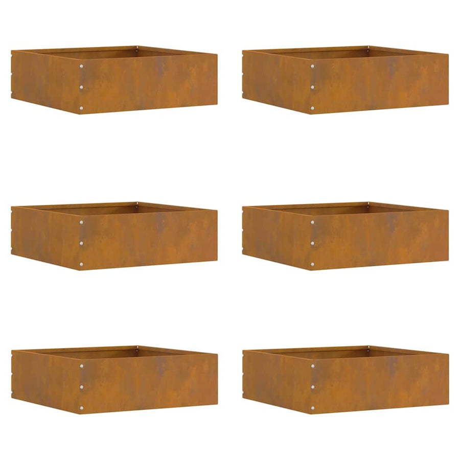 Tuinrand 6 pcs Roestig 40 x 40 x 13 cm Cortenstaal