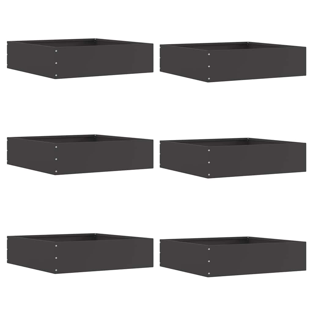 Tuinrand 6 pcs Zwart 50 x 50 x 13 cm Staal