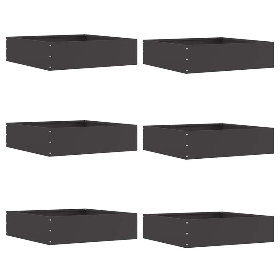 Tuinrand 6 pcs Zwart 50 x 50 x 13 cm Staal