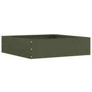 Tuinrand 50x50x13 cm staal olijfgroen