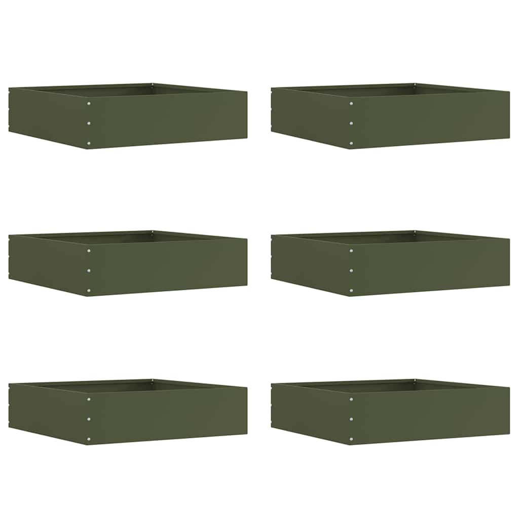 Tuinrand 6 pcs Olijf Groen 50 x 50 x 13 cm Staal