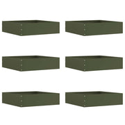 Tuinrand staal 50x50x13 cm olijf groen 6 stuks
