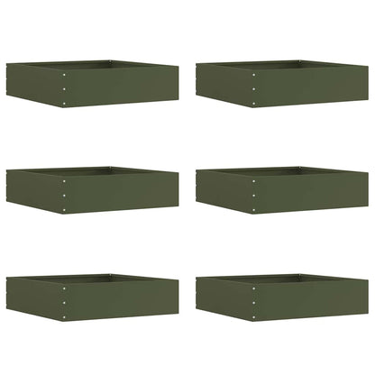 Tuinrand 6 pcs Olijf Groen 50 x 50 x 13 cm Staal