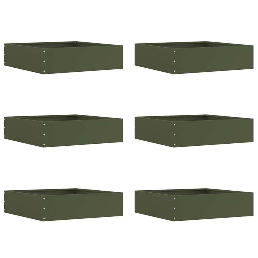 Tuinrand 6 pcs Olijf Groen 50 x 50 x 13 cm Staal