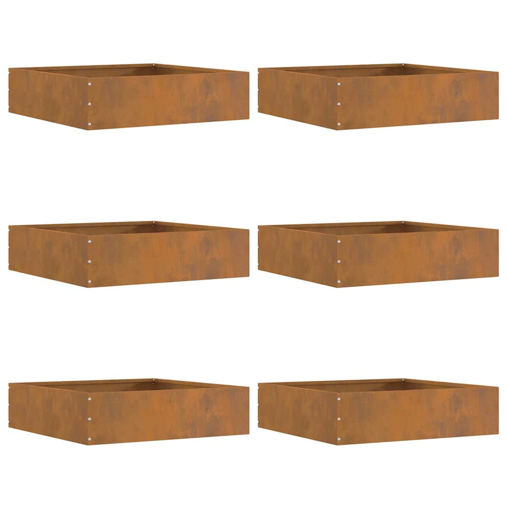 Tuinrand 6 pcs Roestig 50 x 50 x 13 cm Cortenstaal